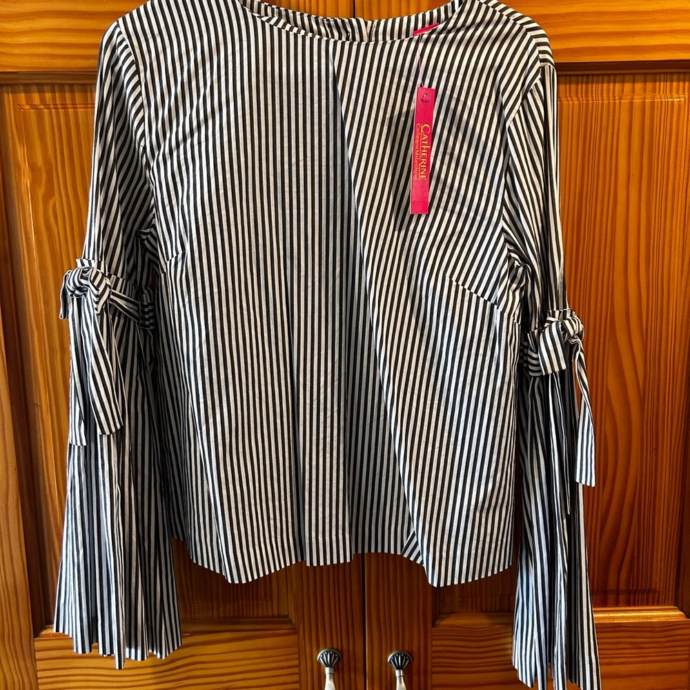 Catherine Malandrino Black and White Striped Blouse